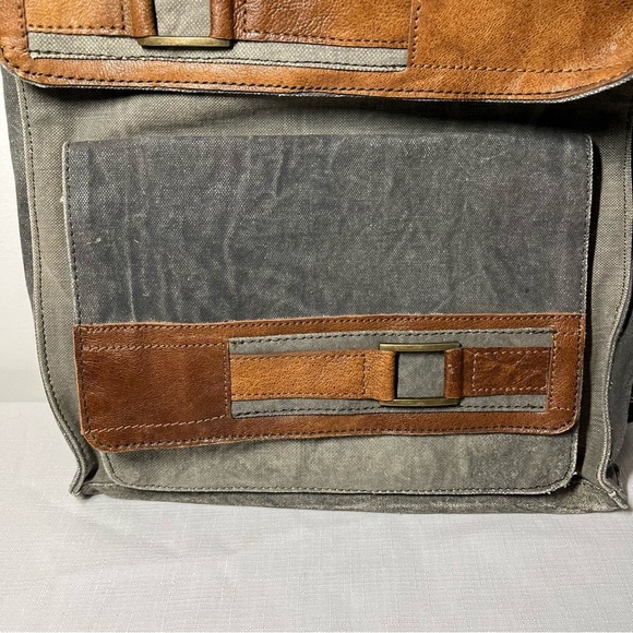 Mona B Canvas Laptop Backpack. Leather accents. "PARKER” - Picture 3 of 9